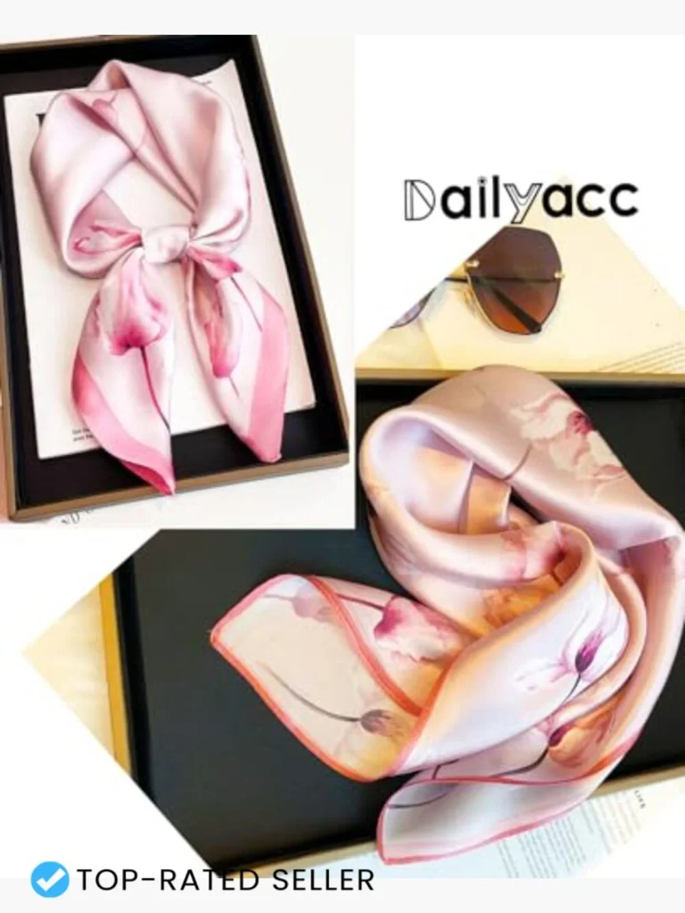 Lightweight Fashion Silk Satin Head Scarf Y2K Chic Neck Scarf Handbag Accessory